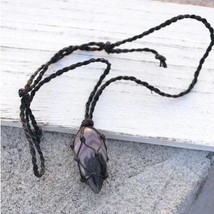 Natural Amethyst Stone Hemp Rope Necklace - £14.47 GBP