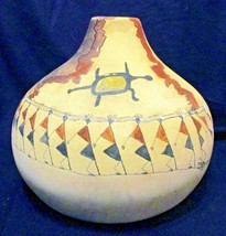 Large Acoma Pottery Jar Signed MAER 90 with Polychrome People, Stork and Frog  - £370.01 GBP