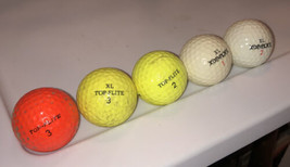 Top-Flite #3 #2 #1 Yellow, Orange &amp; White Vintage Lot Of 5 Golf Balls - €9,86 EUR