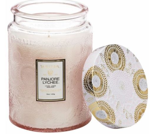 Voluspa Panjore Lychee Large Embossed Glass Jar Candle (18 Ounces) - $38.50