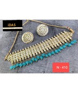 Kundan Jewelry Indian Earrings Necklace Tikka Set New Year Chokar Bridal... - €53,84 EUR