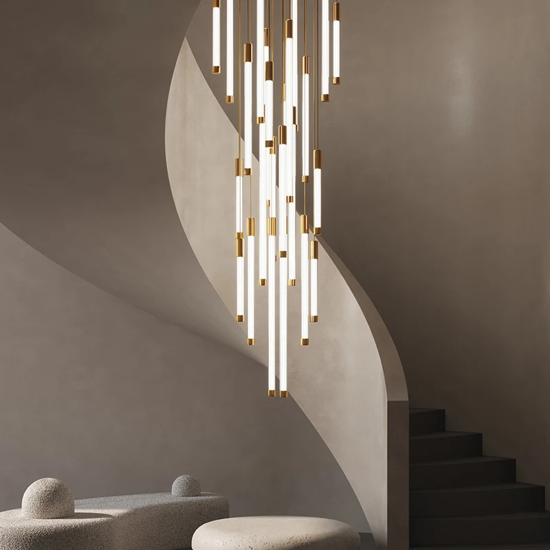 LED Staircase Modern Chandelier Luxury Villa Living Room Lighting Pentho... - $230.49+