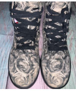 Dr. Martens Beckett Boots Black Grey Roses Skull Floral Shoes US 7 Women&#39;s - £31.98 GBP