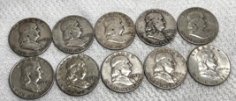 10 Coin Lot Franklin Half Dollar 1952S  1952D  1953D  1954D  1954S  1957D-1959D - £133.49 GBP