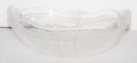 Long Crystal Dish with Frosted Roses Use for Fruit, Candy, Flowers, etc. - $3.50