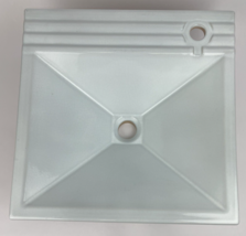 16&quot; Square VESSEL SINK Basin handmade Ceramic Bathroom Baby Blue Tint - $194.29 CAD