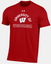 Wisconsin Badgers Mens Under Armour UA Performance Cotton T-Shirt - 2XL &amp; XL NWT - £17.97 GBP