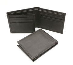 Bifold Brown Genuine Leather Compact Wallet with Inner Flap - Scale Texture - £11.67 GBP