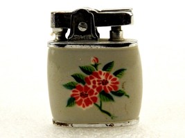 Ladies&#39; Pocket Lighter, Light Gray w/Floral, Starlite Automatic Super Li... - £15.62 GBP