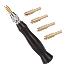 Leather Edge Creaser Set with 4 Replaceable Brass Head 1.5-2-2.5-3mm Press - £25.21 GBP