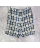 Tommy Bahama Shorts Mens Size 36 Gray Casual Plaid Linen Blend 10&quot; Inseam - $546.81 MXN