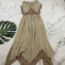 I.Magnin Womens Vintage 70s Dress Size M Taupe Tan Draped Overlay Pieced - $36.62