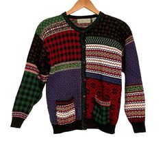 Vintage Northern Isles Cardigan Sweaters Womens Small Green Knit Fair Isle - $24.20