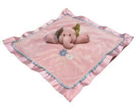 Mary Meyer Plush Elephant Ella Bella Baby Lovey Pink Satin Back 16x16 inch - $9.87