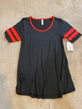 LuLaRoe Perfect T Tee Small NEW solid black/red  ringer Swing Tunic Tee Top NWT - £18.33 GBP