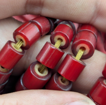 7mm Antique Venetian Style cranberry red White Heart Beads Necklace 24&quot; ... - $20.24