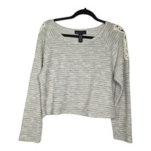 INC International Concepts Womens Light Gray XL Crop Top Knit Shirt Lace Sweater - £18.78 GBP