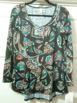 Nwt Lularoe Llr Size Xs Lynnae Long Sleeve Summer Black Pasiley #47 - £22.45 GBP