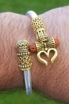 Om Namo Shivay Bracelet Kara Hindu Kada Trishul Trident Rudraksha Bead B... - $30.11