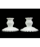 Set of 2 Fenton Candle Holders, Silver Crest White Milk Glass, Ruffled, ... - $539.31 MXN