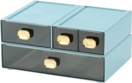 Spacious Desk Drawers, Stackable Desktop Organizer,, 4 Mixed Drawers, Cyan - £33.04 GBP