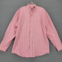 Izod Men Shirt Size XL Pink Preppy Plaid Classic Long Sleeve Button Down Top - £8.04 GBP