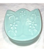 trinket or jewelry box TULIP Shaped PORCELAIN  Seafoam Large Green - $201.89 MXN