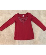 AVON Signature Collection Women&#39;s Red embellished Top Blouse Longsleeve ... - £9.71 GBP