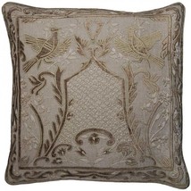 Pillow Throw 22x22 Dove Gray Almond Off-White Velvet Linen Down Feather Insert - $289.00