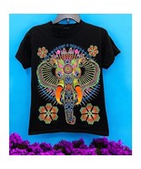 Women&#39;s Colorful Psychedelic Hindu Looking Elephant Blue Black Size Small? - $15.88