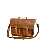 Hancrafted Distressed Tan Leather School Work Laptop Messenger Bag 18AXM... - $2,882.33 MXN