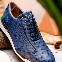 Hand painted genuine ostrich quill Sneaker Shoes Scanno Antique Navy image 8