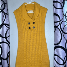 Vintage JJ Always Sleeveless Long Knit Sweater  Mustard Yellow Sz Small - £10.95 GBP