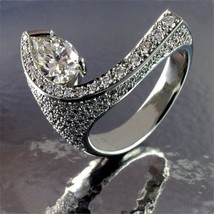 100% Real 18K White Gold Ring Jewelry Natural AAA Diamond with Zircon Gemstone I - £19.24 GBP