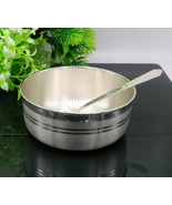 999 pure fine silver handmade solid bowl and spoon,baby utensils set sv126 - $601.26 CAD