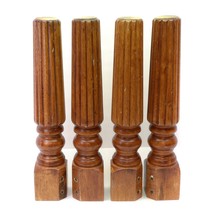 Set of 4 Wooden Coffee Table Furniture Legs Round Brown Mid-Century 15.5... - £77.82 GBP