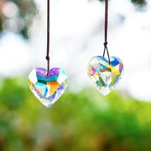 H&amp;D HYALINE &amp; DORA 2PCS 50mm Suncatcher Crystal Heart Prisms Hanging for... - $14.85