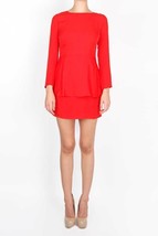 0 - Steven Alan $348 Red Long Sleeve Julieta Peplum Silk Dress NEW 0103SA - £62.76 GBP