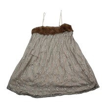 Lumiere Dress Womens M Brown Mini Sleeveless Adjustable Strap Lace Stretch - £23.28 GBP