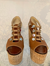 Christian Louboutin Brown Cork Wedge Heels Size 37 - £260.04 GBP