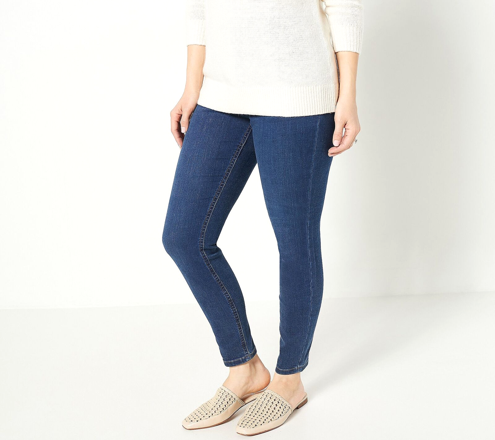 Primary image for Denim & Co. Cozy Touch Denim Pull-On Jeggings- Deep Indigo, Plus 22W
