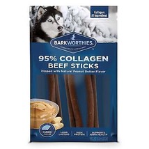 Barkworthies Dog Collagen Grain Free Beff Peanut Butter Stick 6 Inch (Case Of 50 - £242.11 GBP
