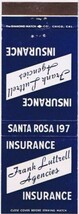 Matchbook Cover Frank Luttrell Insurance Santa Rosa California - £0.51 GBP