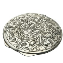 Antique Hand Engraved 800 Silver Compact - £136.33 GBP
