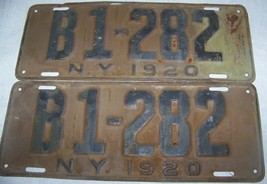 1920 ANTIQUE NY MATCHED SET LICENSE PLATE NEW YORK B1-282 CAR AUTO TRUCK - £76.44 GBP