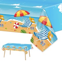 3 Pieces Summer Beach Tablecloths For Hawaiian Decorations Plastic Dispo... - £15.95 GBP