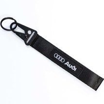 BRAND New JDM AUDI Black Racing Keychain Metal key Ring Hook Strap Lanya... - £7.86 GBP