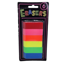 6 COUNT GREENBRIAR COLORFUL RAINBOW ERASERS NEW IN PACKAGE SCHOOL HOME P... - $14.25