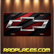 CHEVY Inspired Abstract Art on Black Red Glossy Aluminum Vanity license plate - £15.88 GBP