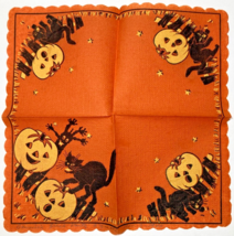 RARE Vintage HALLOWEEN Crepe PAPER NAPKIN Small BEVERAGE SIZE 1940 BLACK... - £18.59 GBP